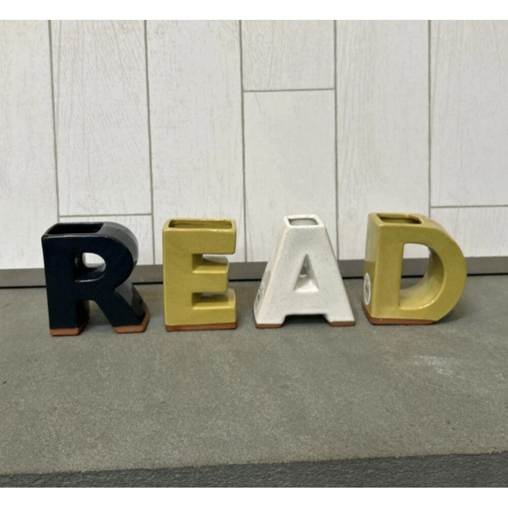 Ashland Santa Fe Ceramic Letter Planters READ Set of 4 Black/Green/White
